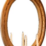Vintage Swedish Rococo Style Wall Mirror in Gold frame with 2 candle sticks 50s