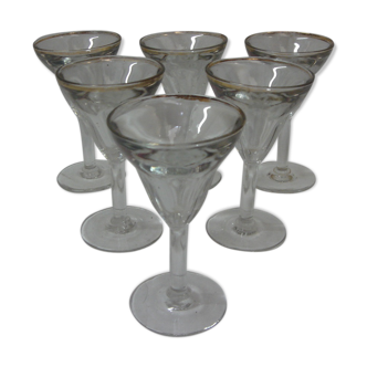 Set of 6 Art Deco Bistro style glasses, 1920/30