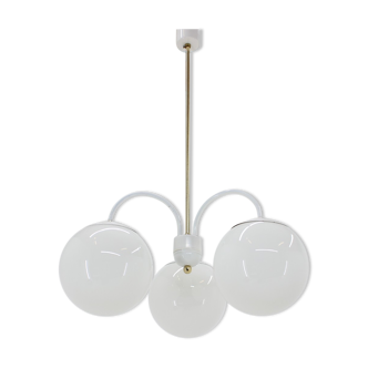 Mid-century white chandelier, Kamenický Šenov, 1970´s.