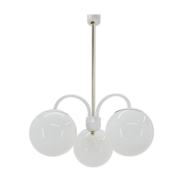 Mid-century white chandelier, Kamenický Šenov, 1970´s.