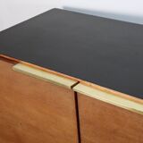 Enfilade vintage en teck et laiton - Années 70