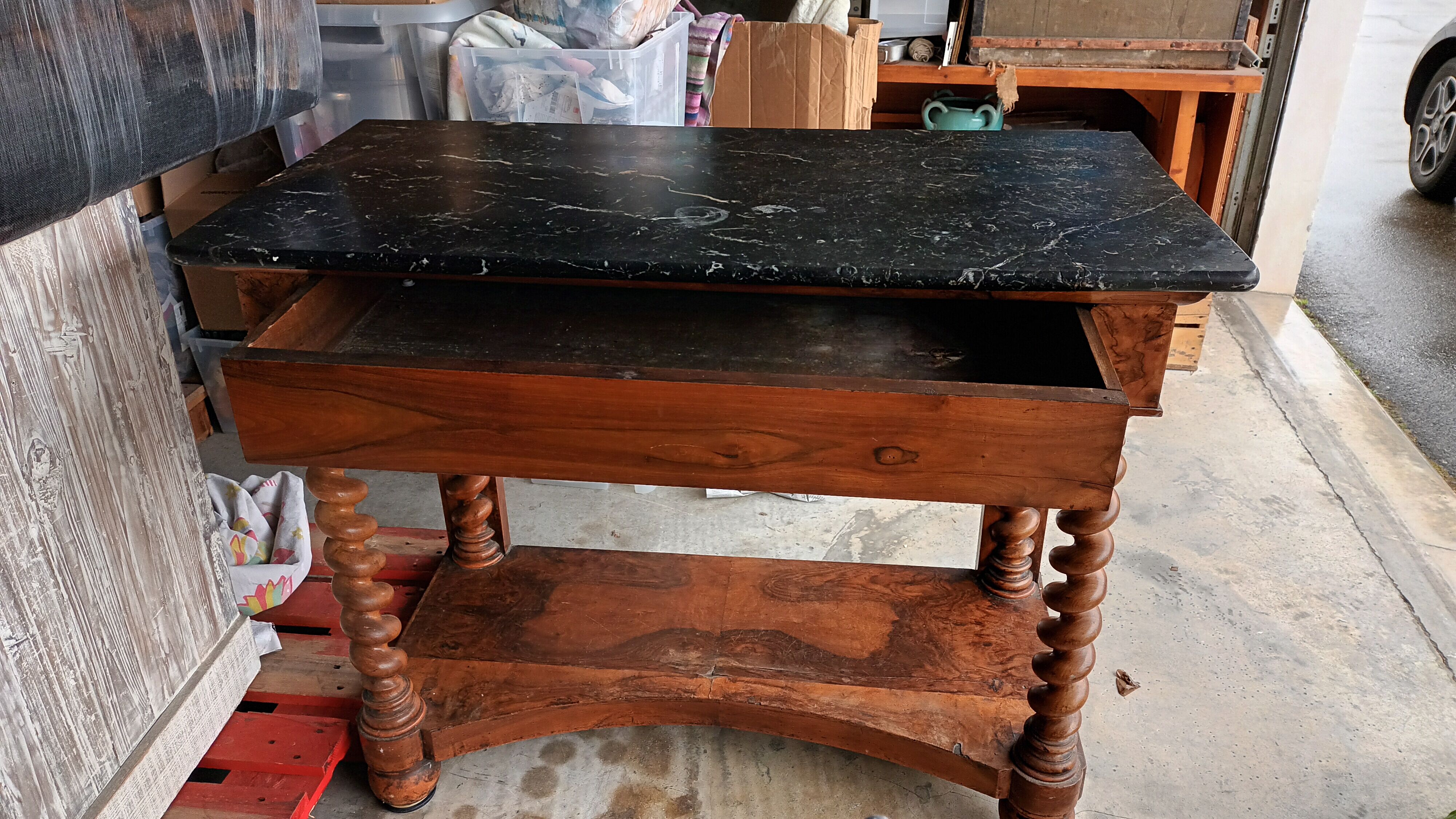 Console Napoleon III with black marble