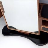 Wooden Entryway Mirror Organizer with Black Glass Tops, Italy
