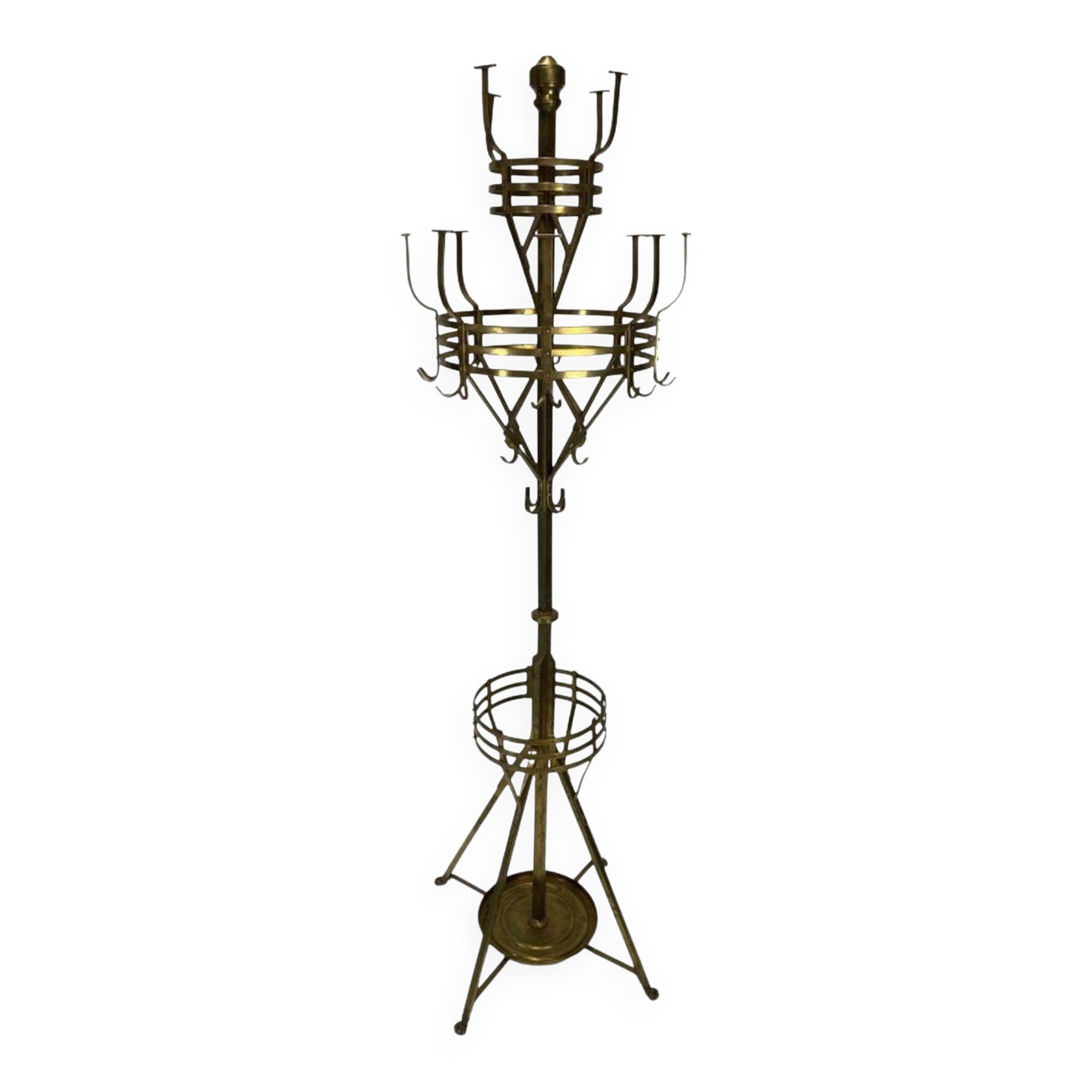 Large brass coat rack Secession by Adolf Loos