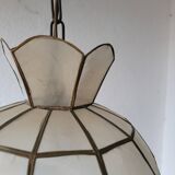 Capiz & Brass Mother-of-Pearl Pendant - Vintage 1970