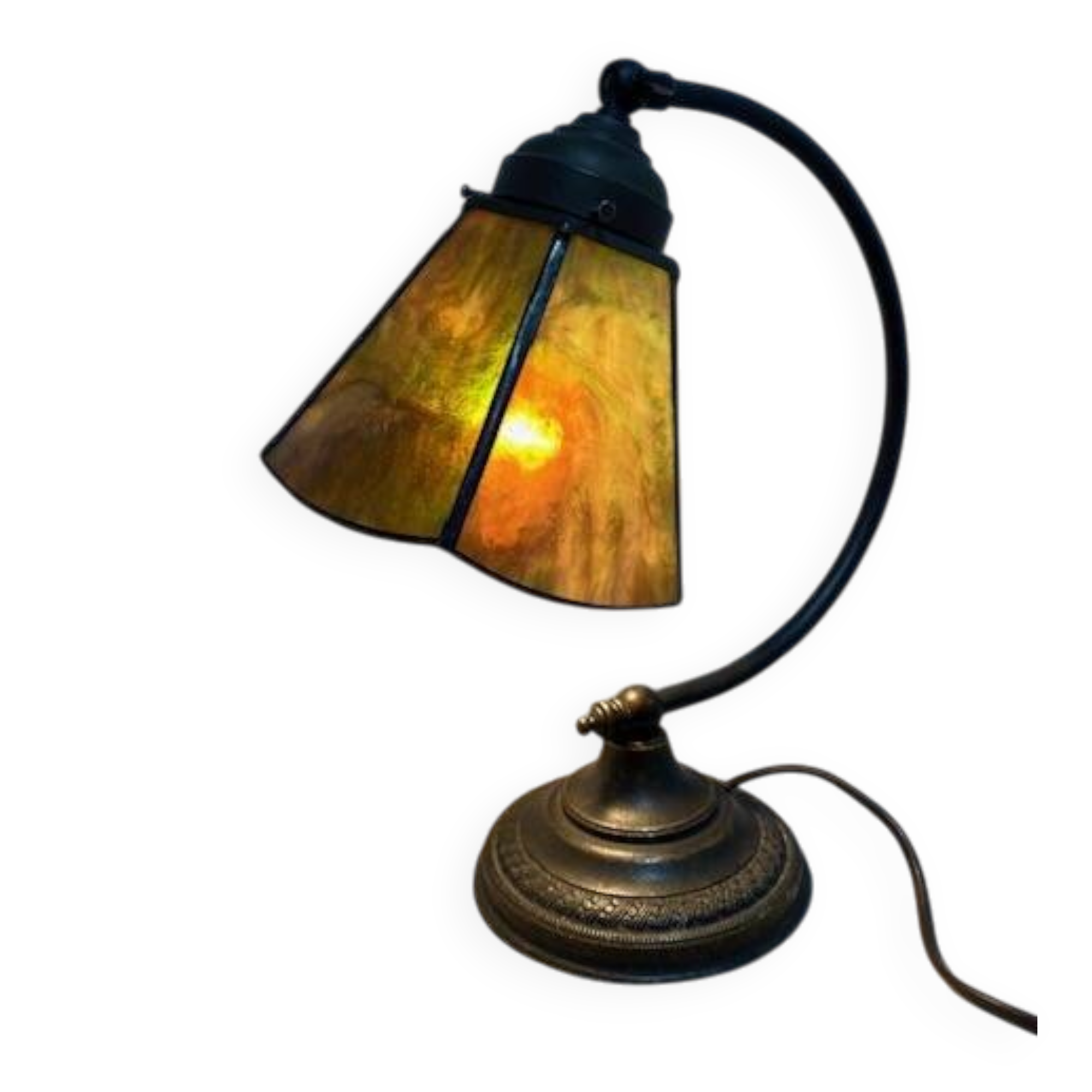 Art Deco table lamp with a glass paste shade