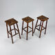 Ensemble de 3 tabourets de bar en chêne et paille du milieu du siècle, années 1960