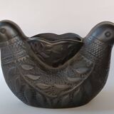 Zoomorphic vase with double birds in black clay from Marginea, Romania.