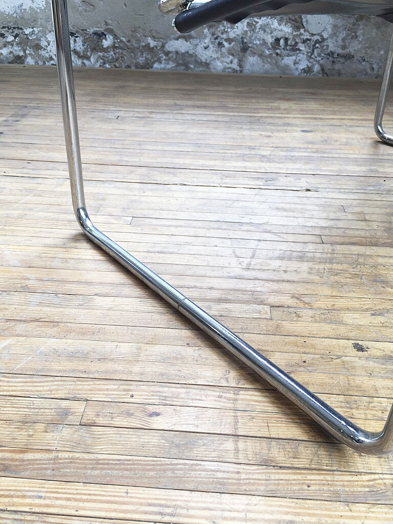 Bauhaus modernist leather chrome armchairs