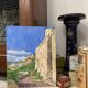 Watercolor Provencal landscape with fortified ramparts