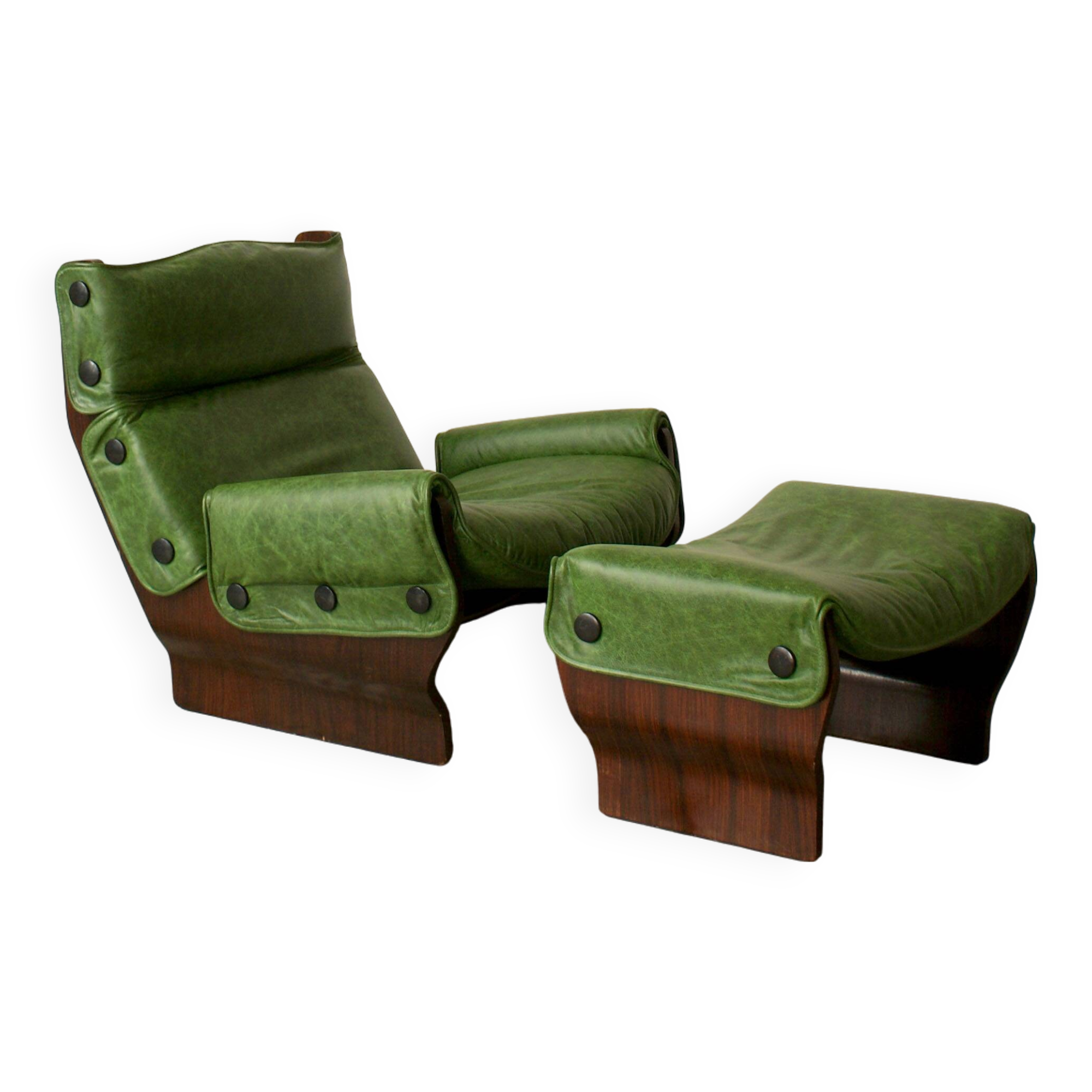 Canada model leather armchair and ottoman by Osvaldo Borsani