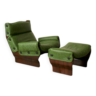 Fauteuil et ottoman en cuir modèle Canada par Osvaldo Borsani