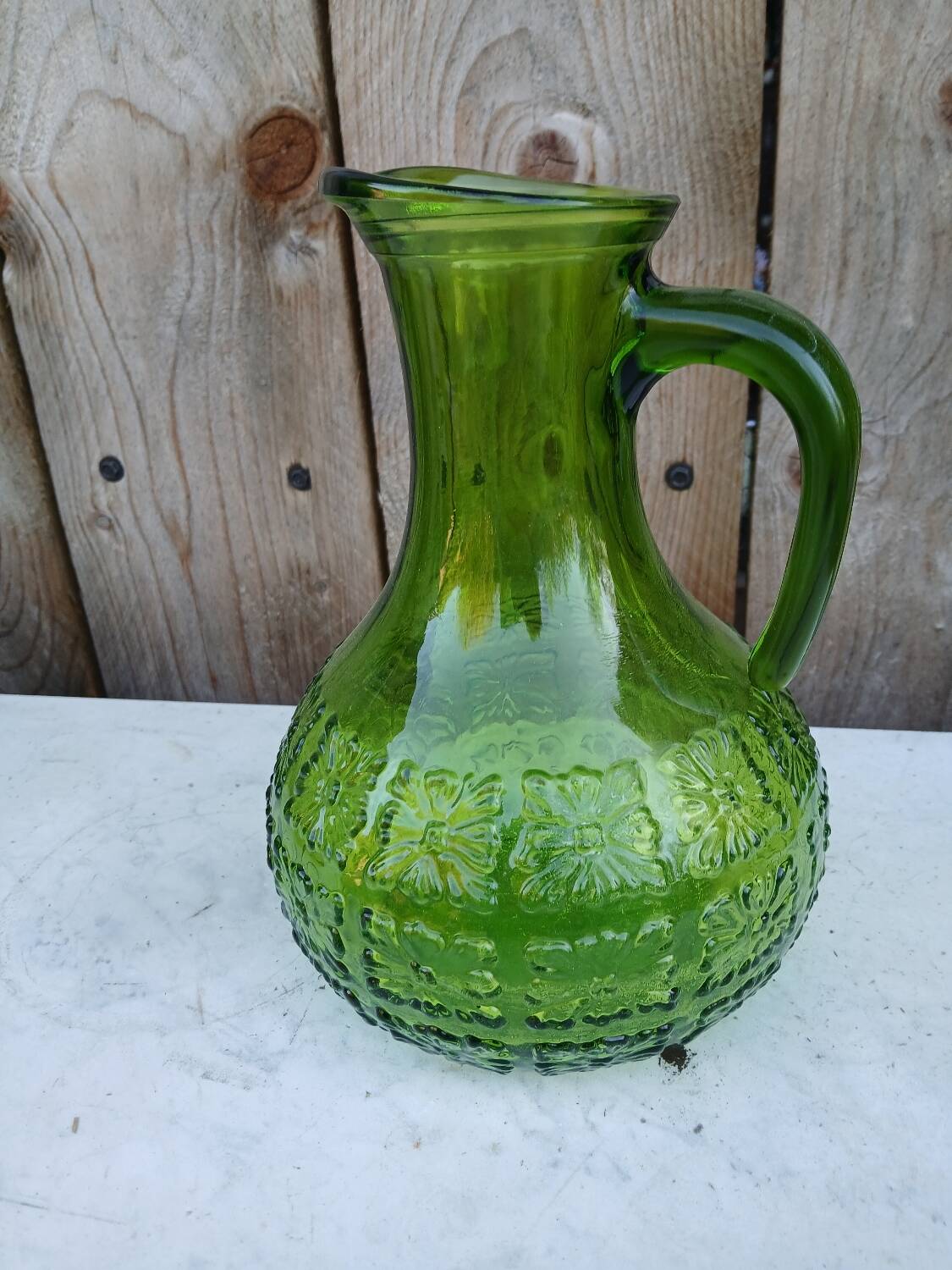 Vintage Italian translucent green carafe