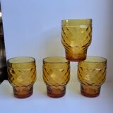 Set of 4 amber glasses Pernod 70s