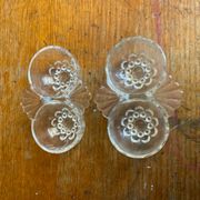 Pair of Antique Art Deco Molded Glass Salt and Pepper Shakers