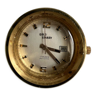 Gold starry mechanical desk clock year 70