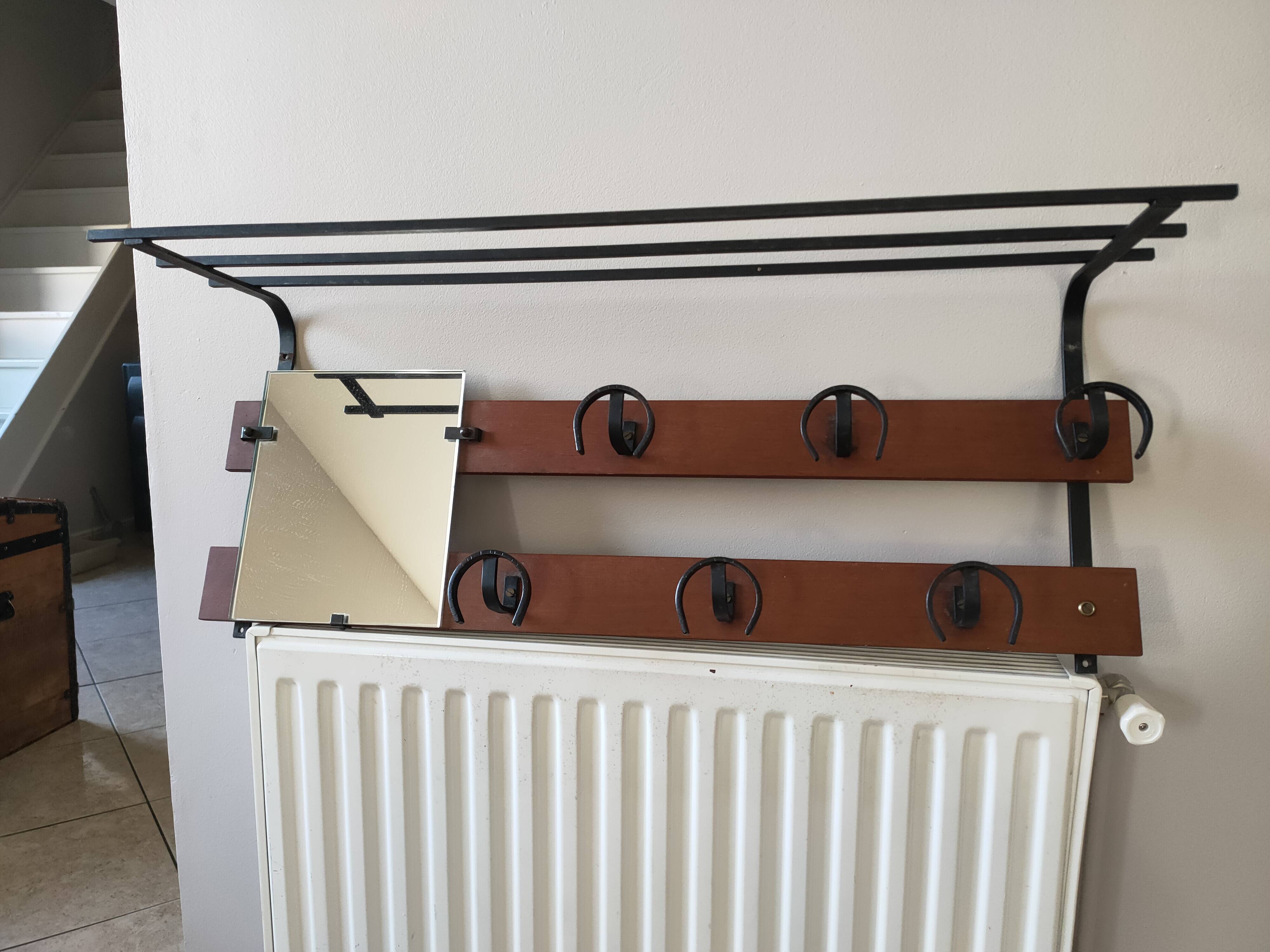 vintage teak coat rack with 6 hooks