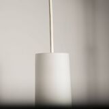 Suspension vintage en 2 élements opaline blanche et verre transparent vert