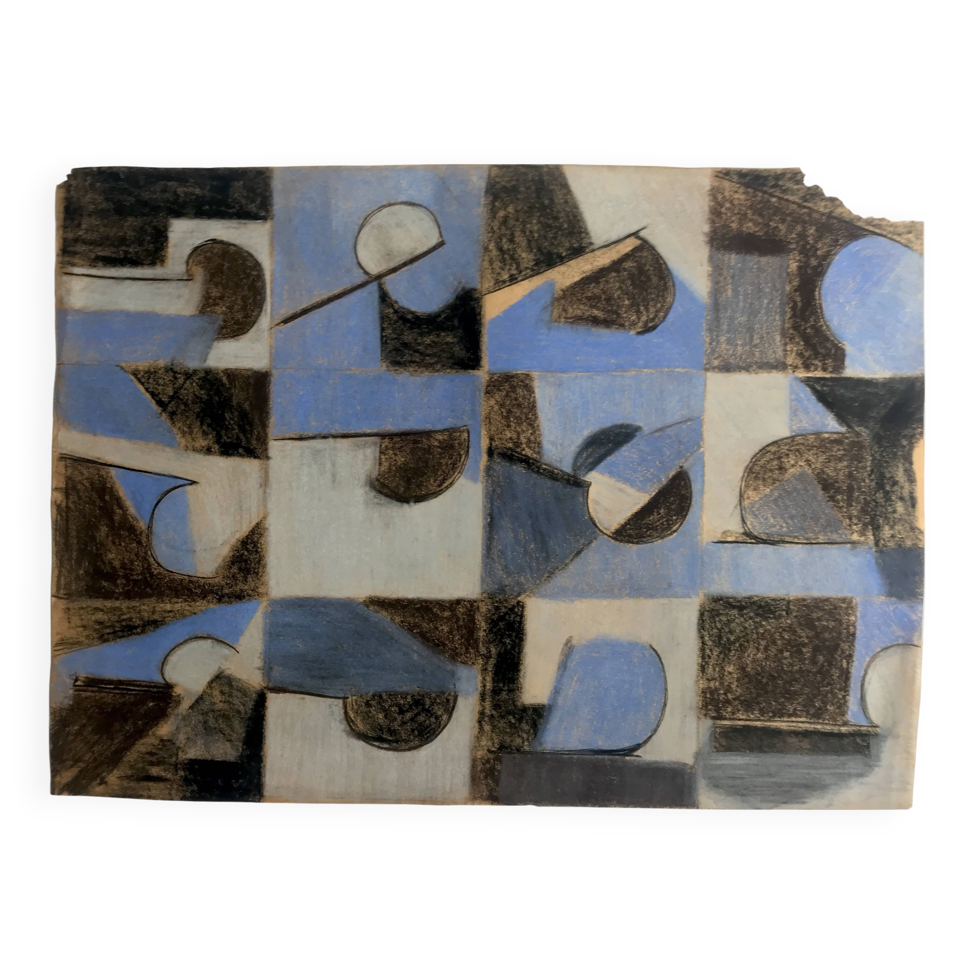 Heide lindecke, untitled, circa 1960-70. mixed media in colors on p