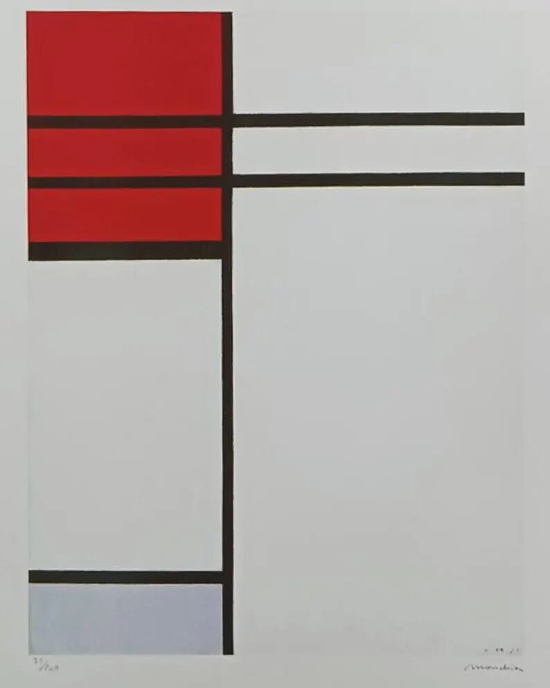 1970S Piet Mondrian Limited Series Lithograph Numbered in Pencil.