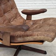 1960s, Scandinavian swivel armchair, brown furniture leather.