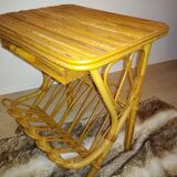 Magazine rack vintage rattan