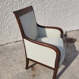 Fauteuil empire en noyer fonce du XIXème siecle
