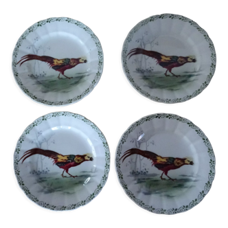 4 plates choisy le roi animal décor pheasant iron earth 421112 hunting nature