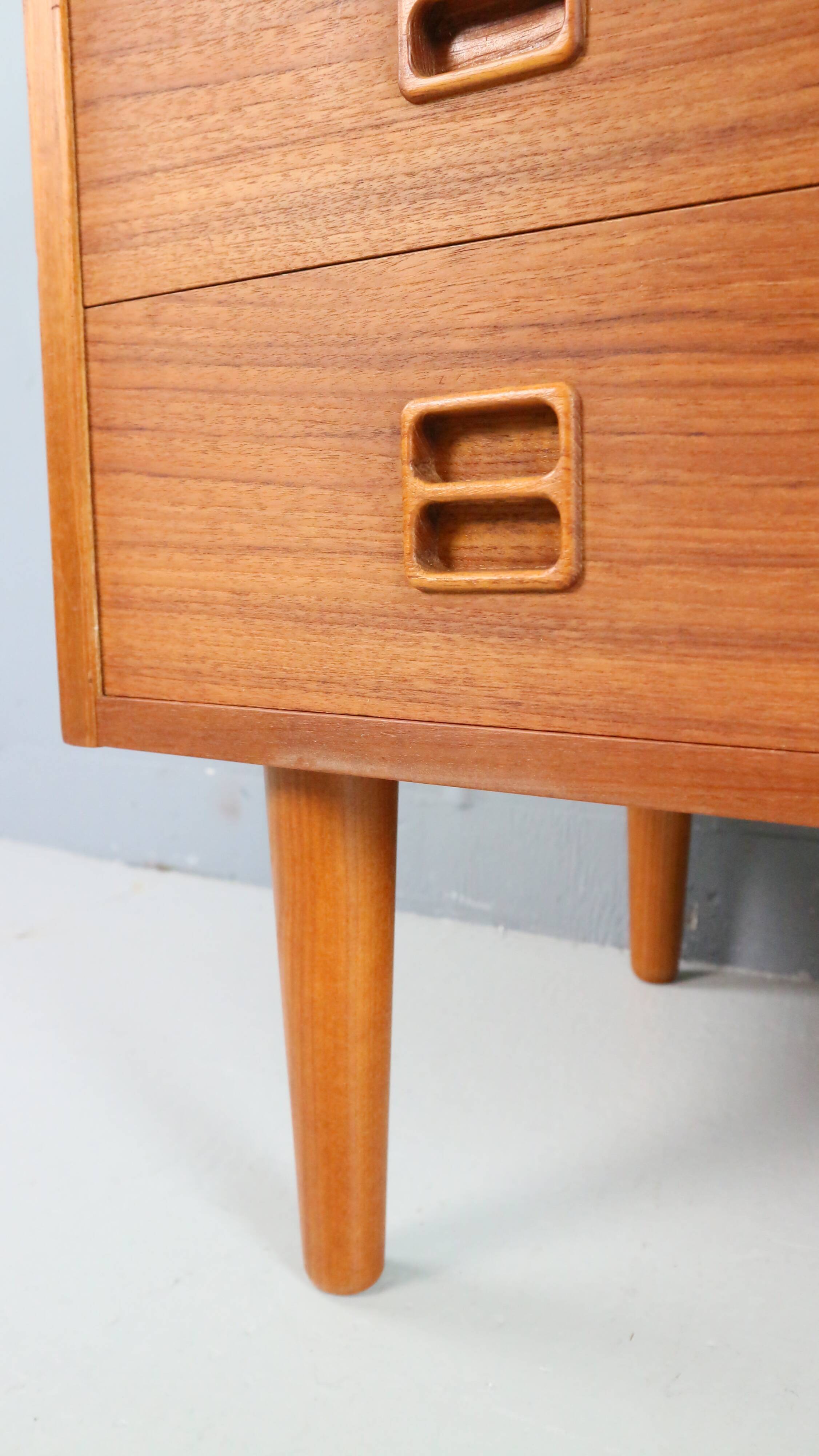Danish teak low chest with four drawers, 1960s