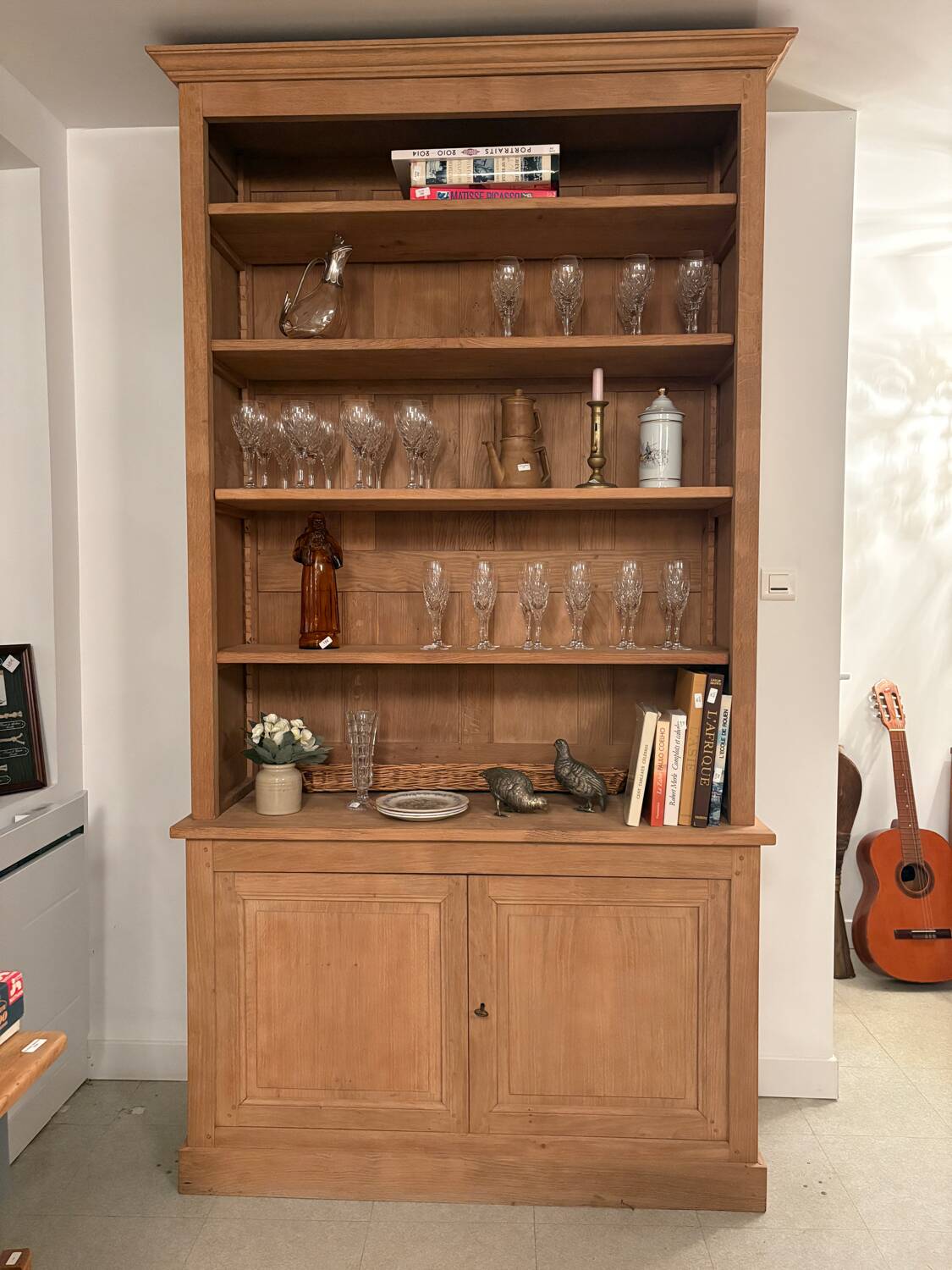 Solid oak library sandblasted