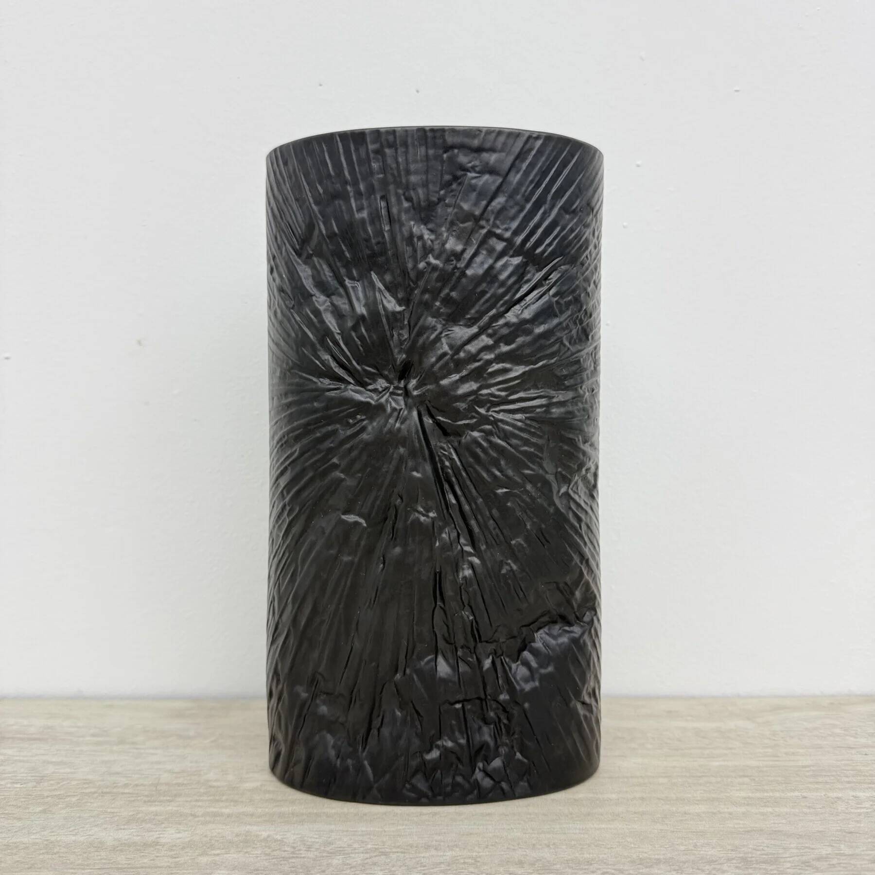 Martin Freyer Rosenthal Studio-Line bisque black porcelain op-art relief vase, 1970s