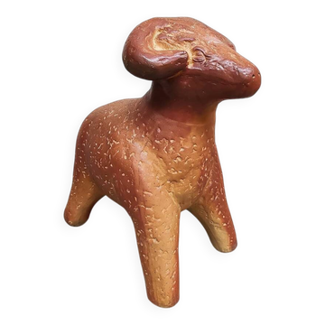 Sculpture en céramique vintage de grand ram décoratif