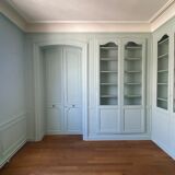 Paires de portes grillagées anciennes en bois de chêne pour armoire