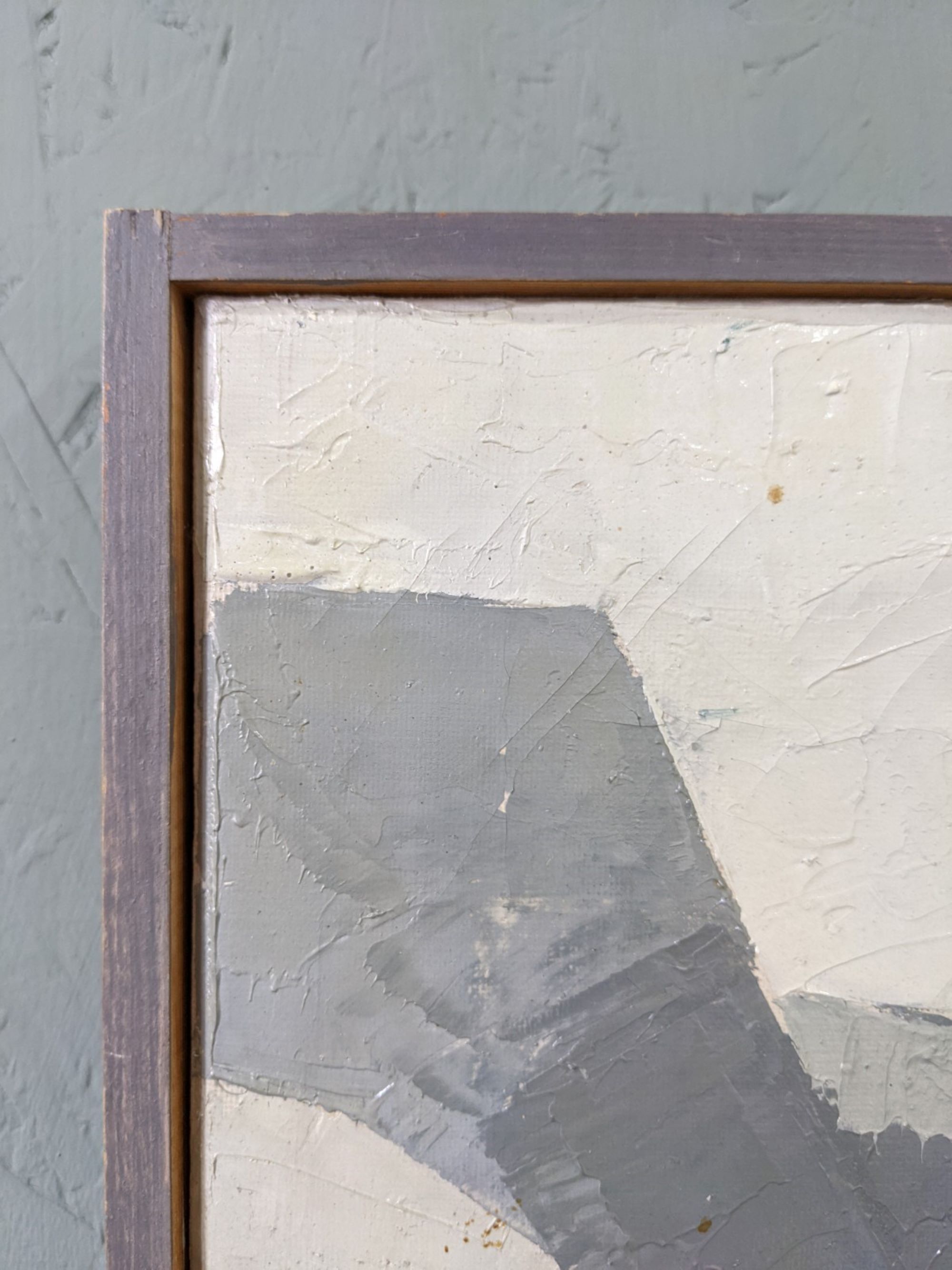 Mid-century modern swedish "alabaster", abstract framed oil painting