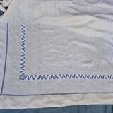 Old linen sheet with return - EP monogram & large handmade openwork - 2