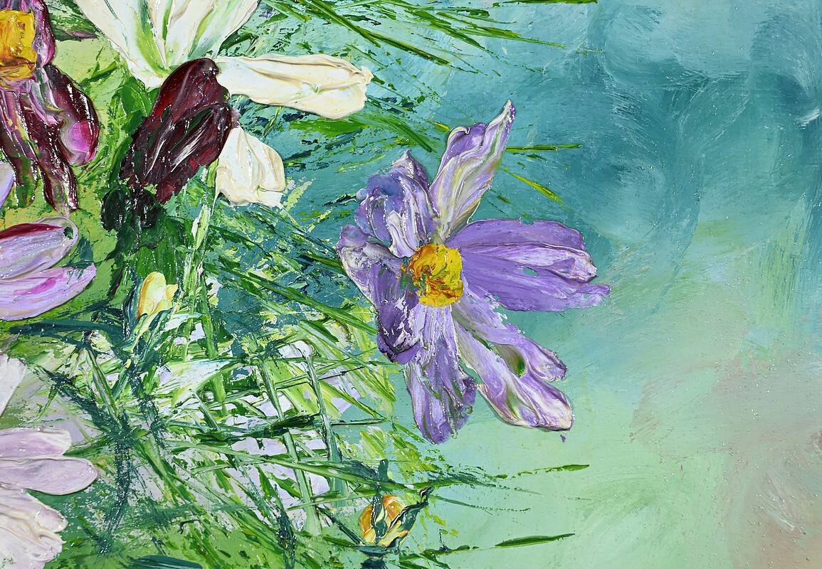 Oil on Panel “Wild Flowers” by I. Kitter Ferrus – Mid 20th Century