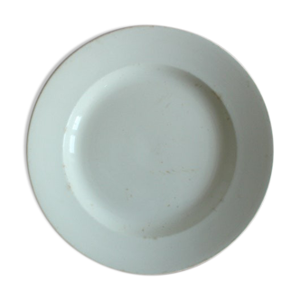 Old round dish white iron earth Digoin