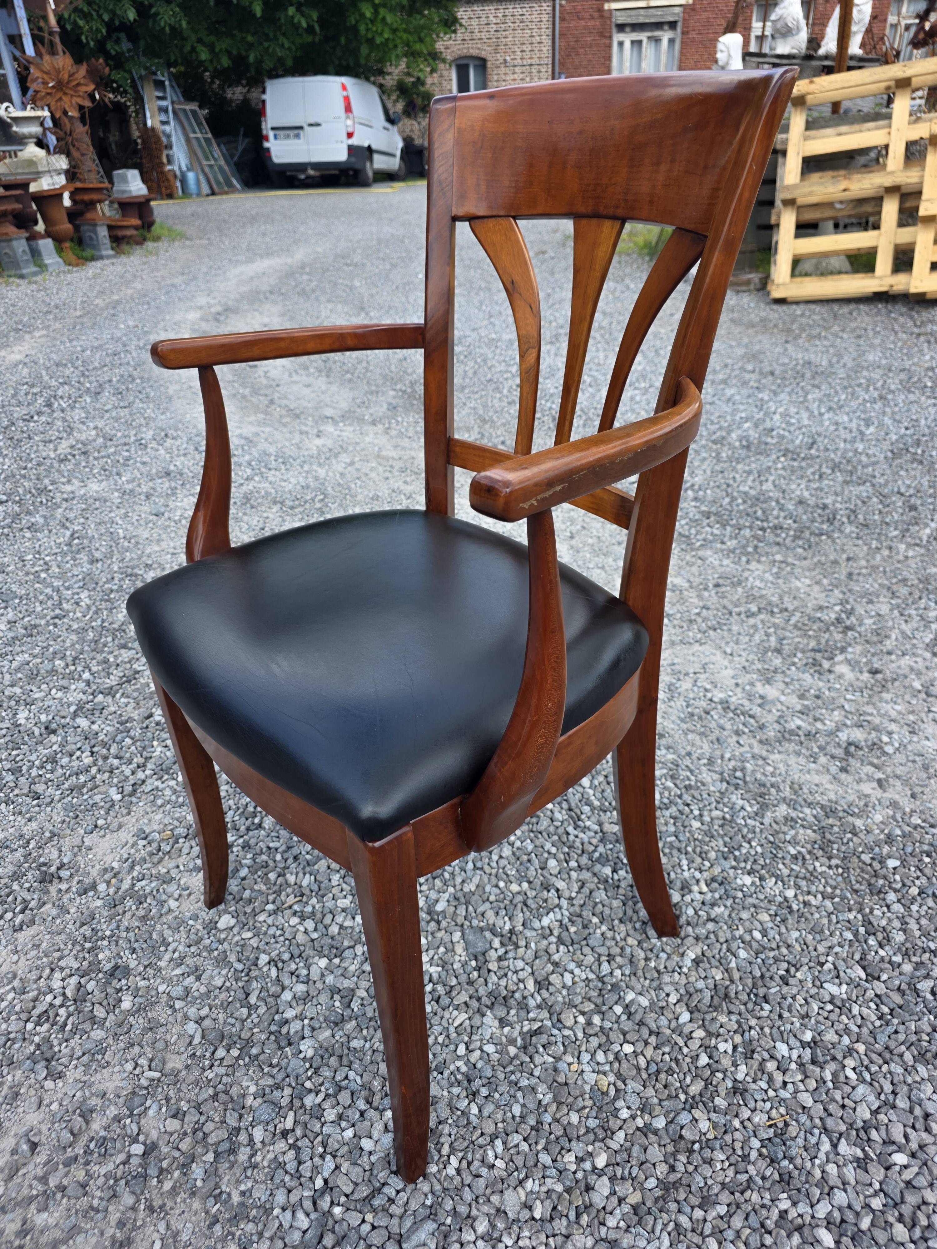 Mid-20th century solid cherry wood office chair.