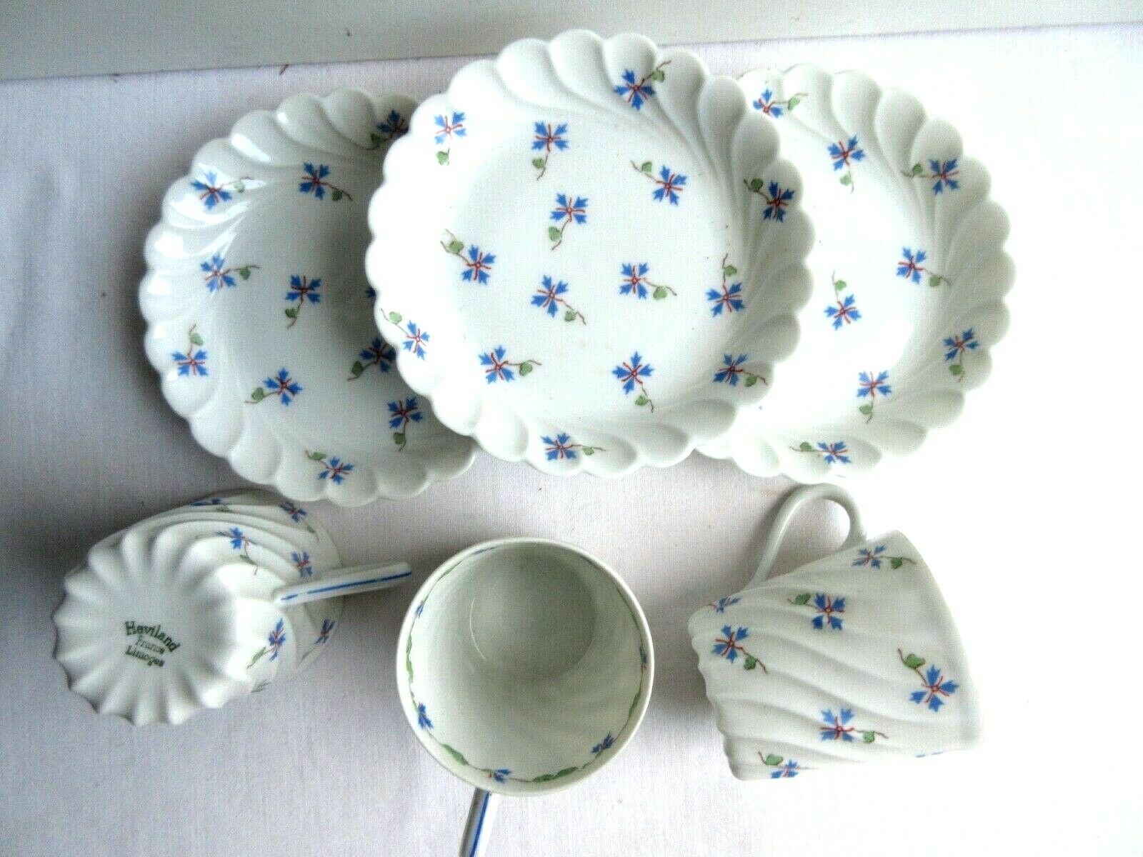 3 coffee cups and 3 Limoges fine porcelain saucers by Haviland