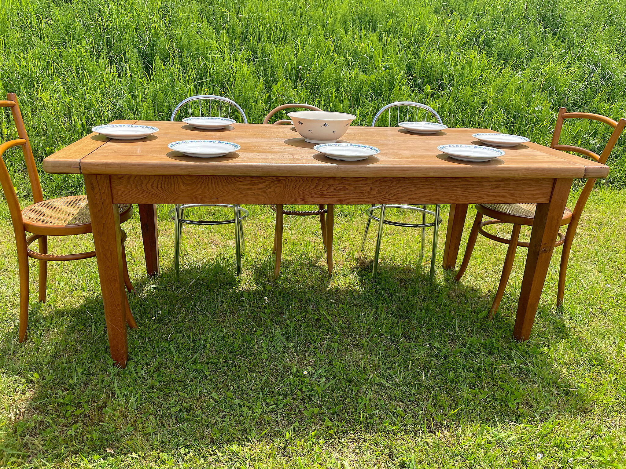 Vintage wooden farmhouse table