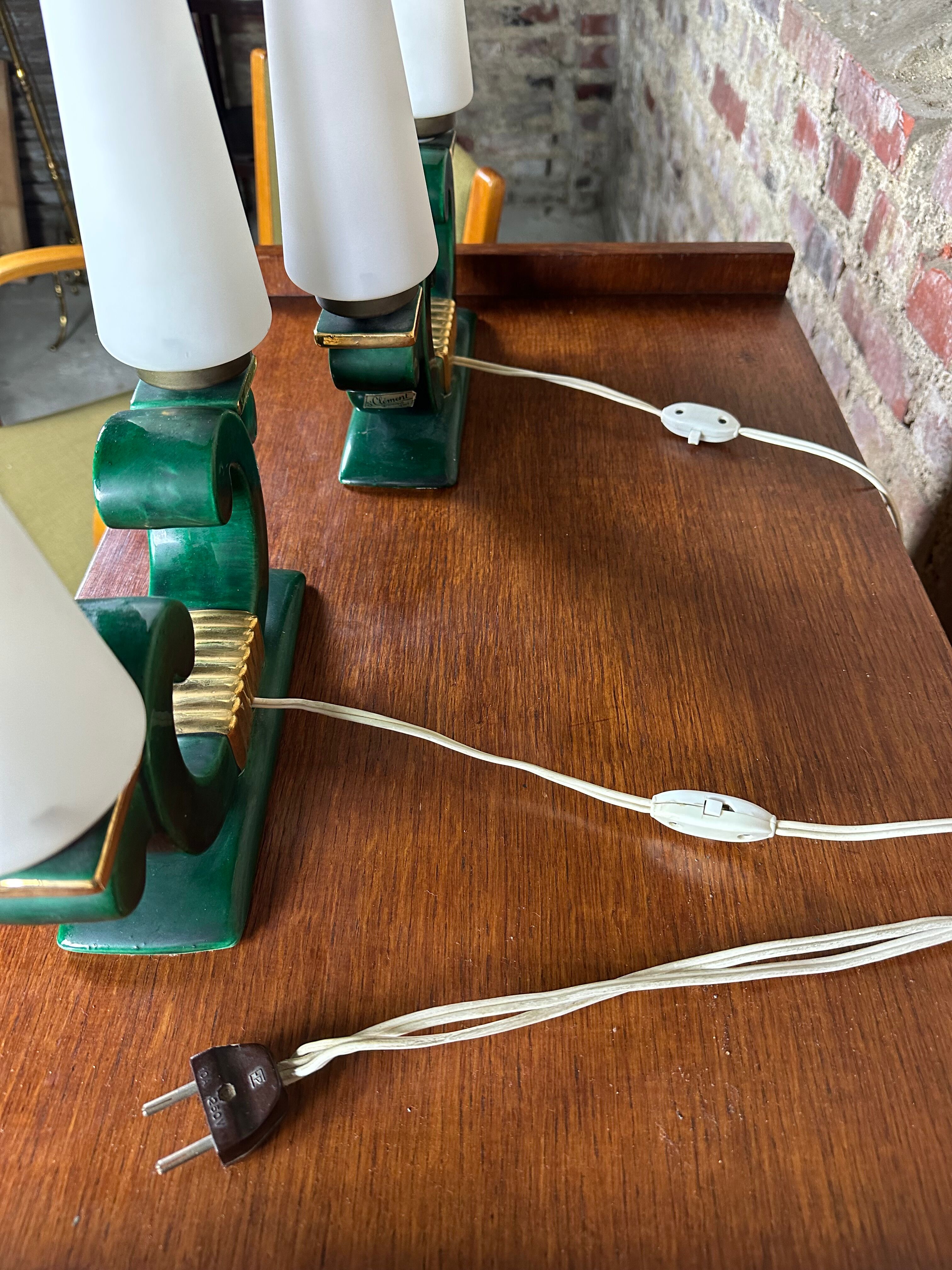 Lamps Art Deco period in ceramic Saint Clement