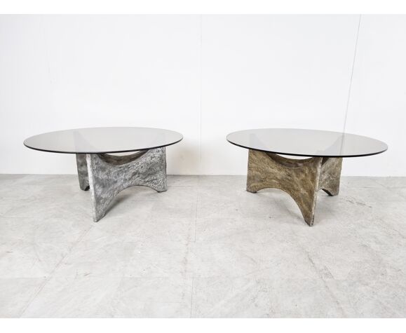 Pair of brutalist coffee tables, 1970s