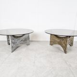 Paire de tables basses brutalistes, années 1970