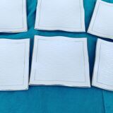 6 white glazed ceramic plates vague design and contemporary patterns