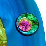 Modern Sculptural Concave French Mirror - Handmade Wall Art in Blue Glass