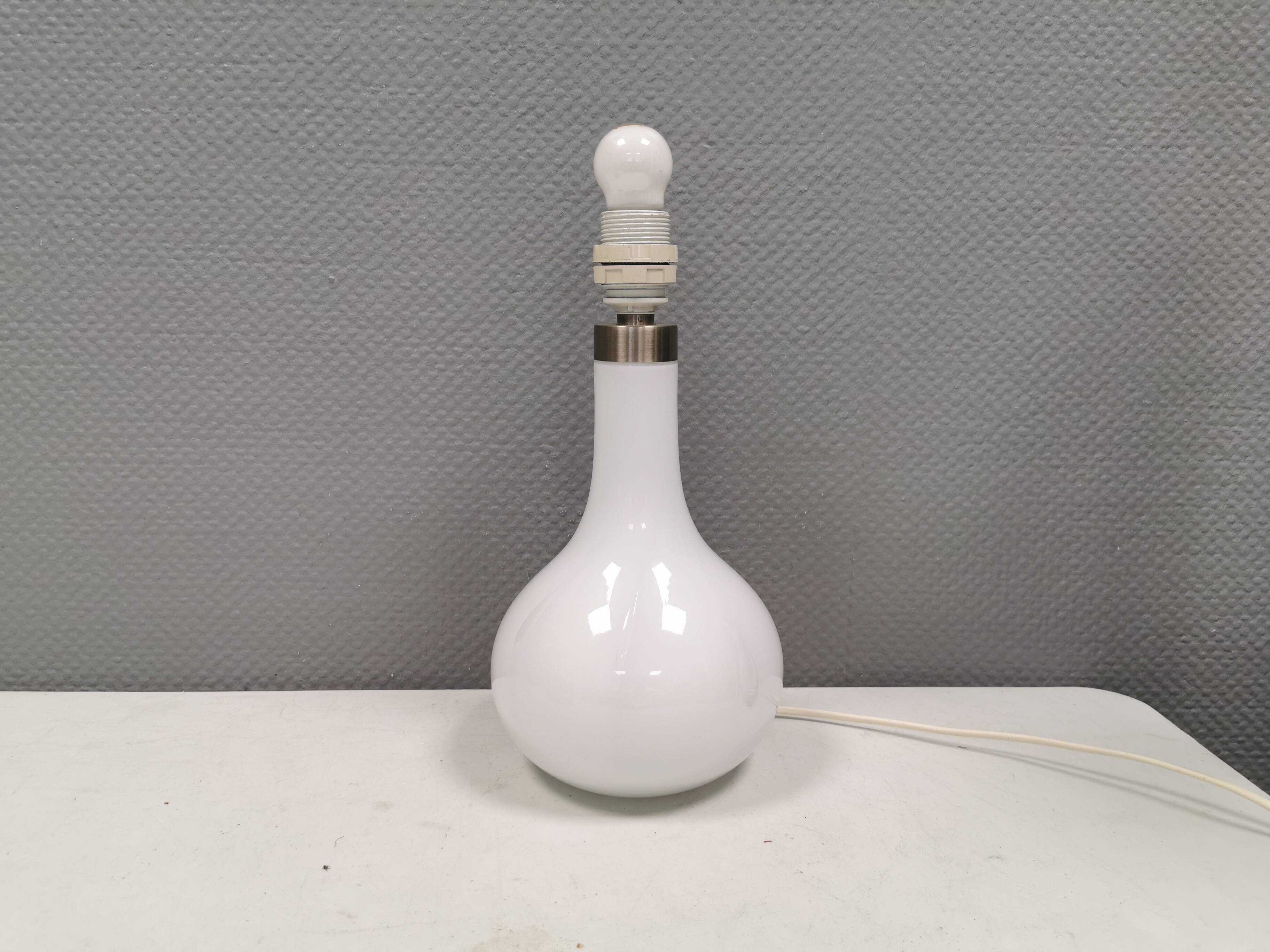Helios table lamp, teardrop shaped, made of white opal glass. 1986 Denmark