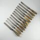 11 cheese/dessert knives with horn and steel handles, T-D Paris