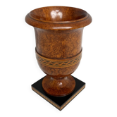 Grand Tour urn with pedestal made of veined beech, inlays, England, 19th century