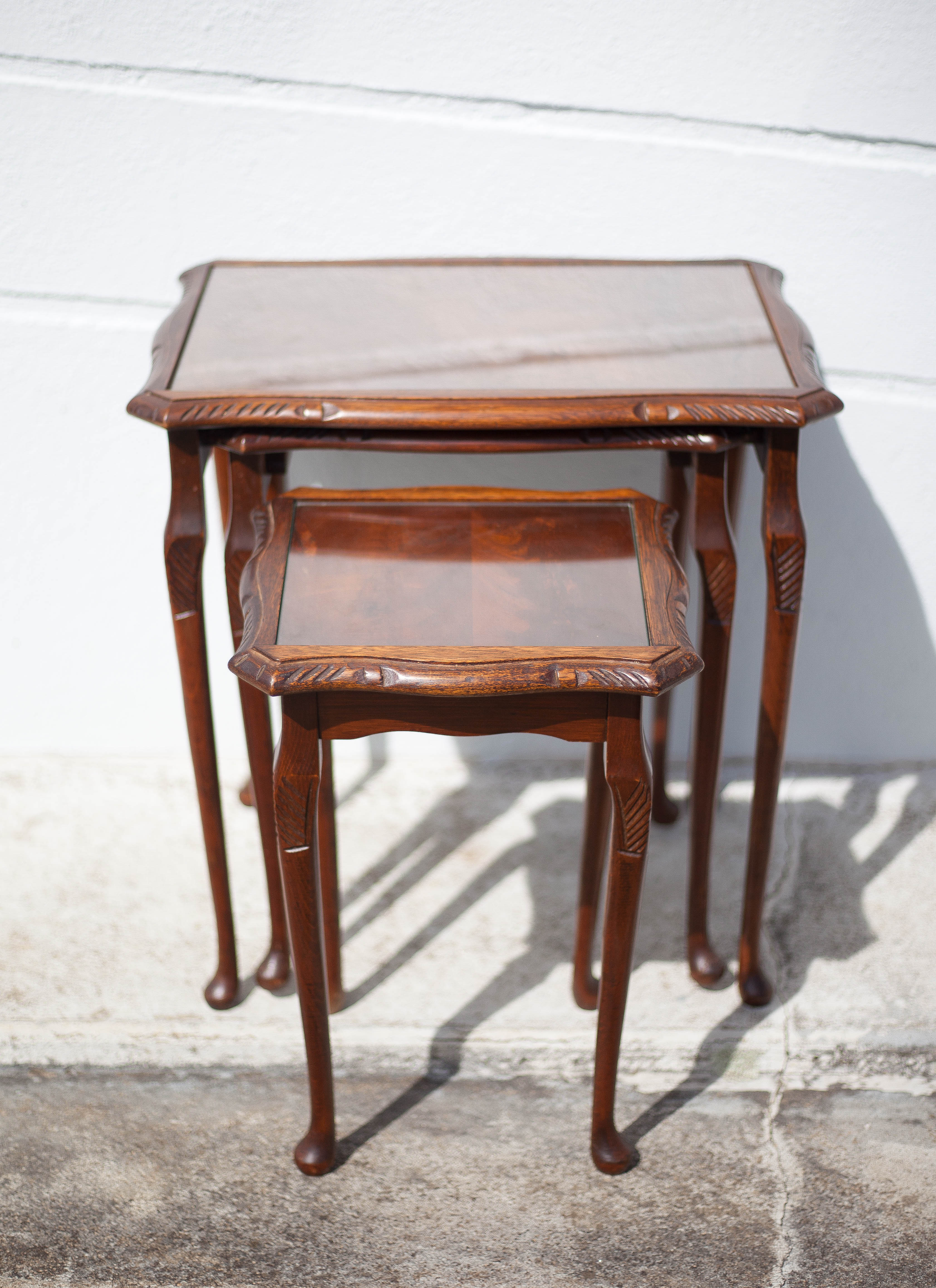 Queen Anne wood style nesting tables