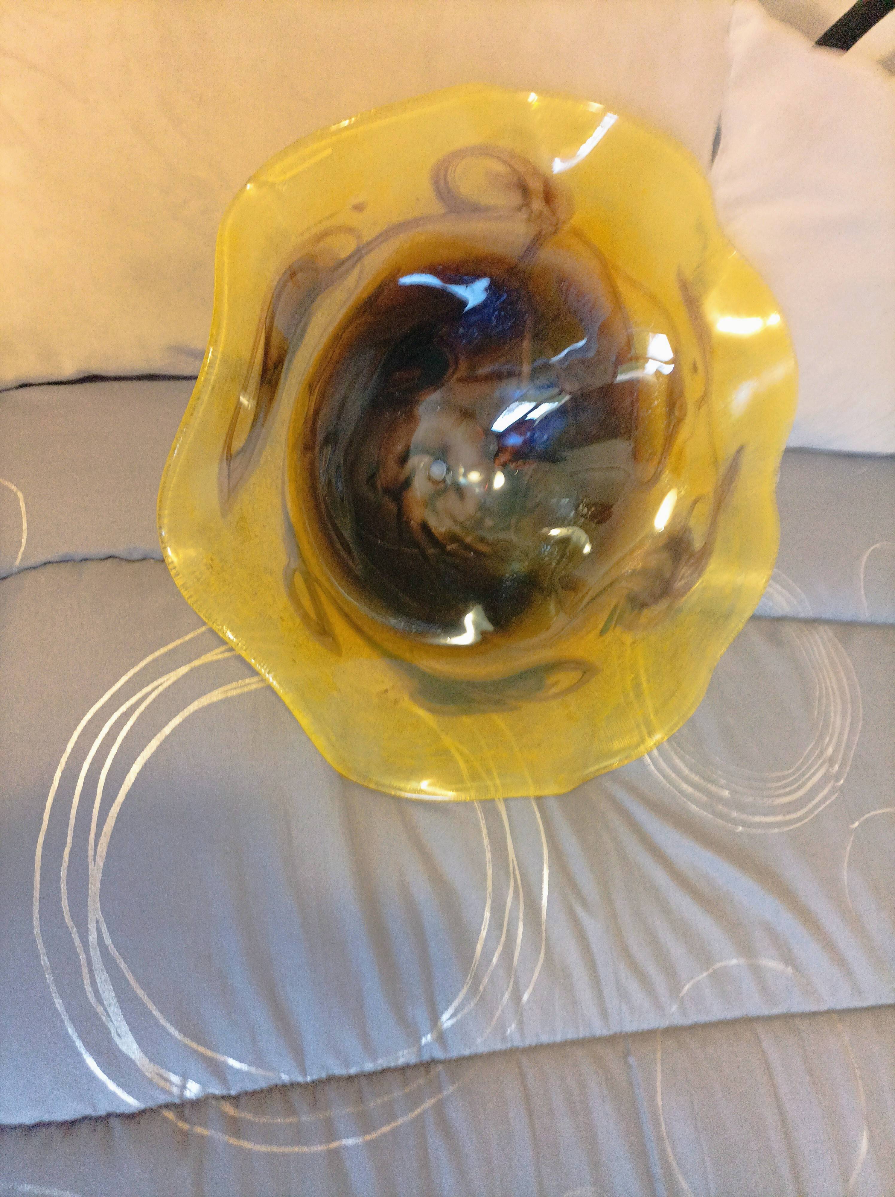 Large vintage lampshade in blown glass in the Biot style